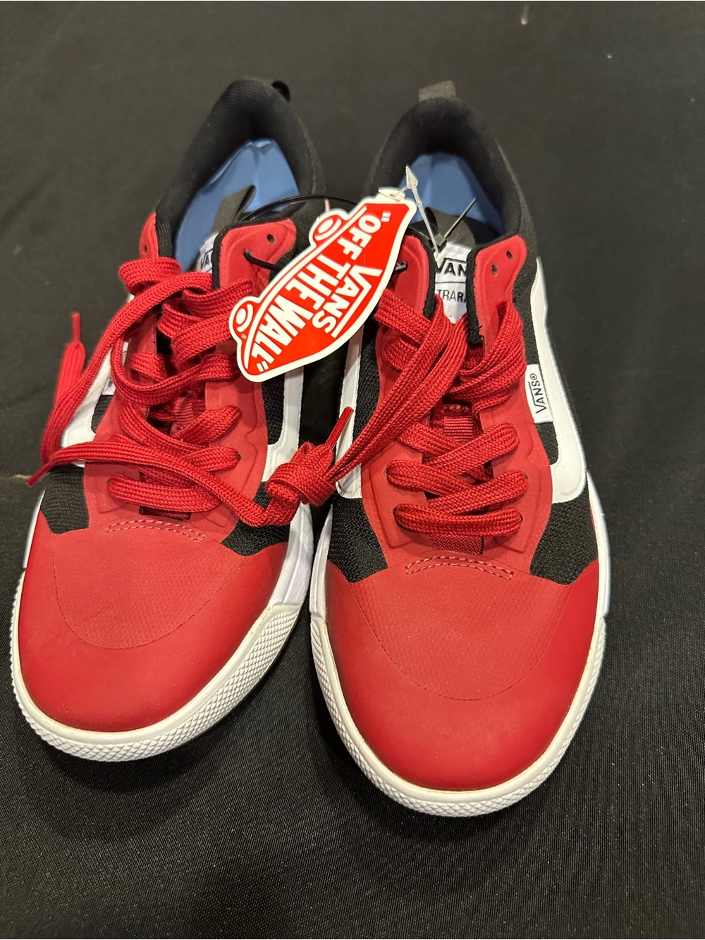 Vans Red, Black & White Lace-Up Skate Sneakers